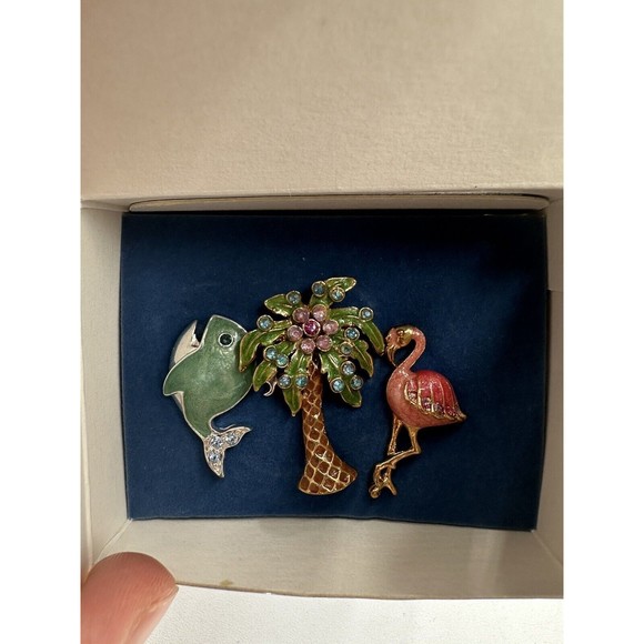 Avon | Other | Avon Tropical Tac Pins Jeweled Enameled Whale Palm Tree ...